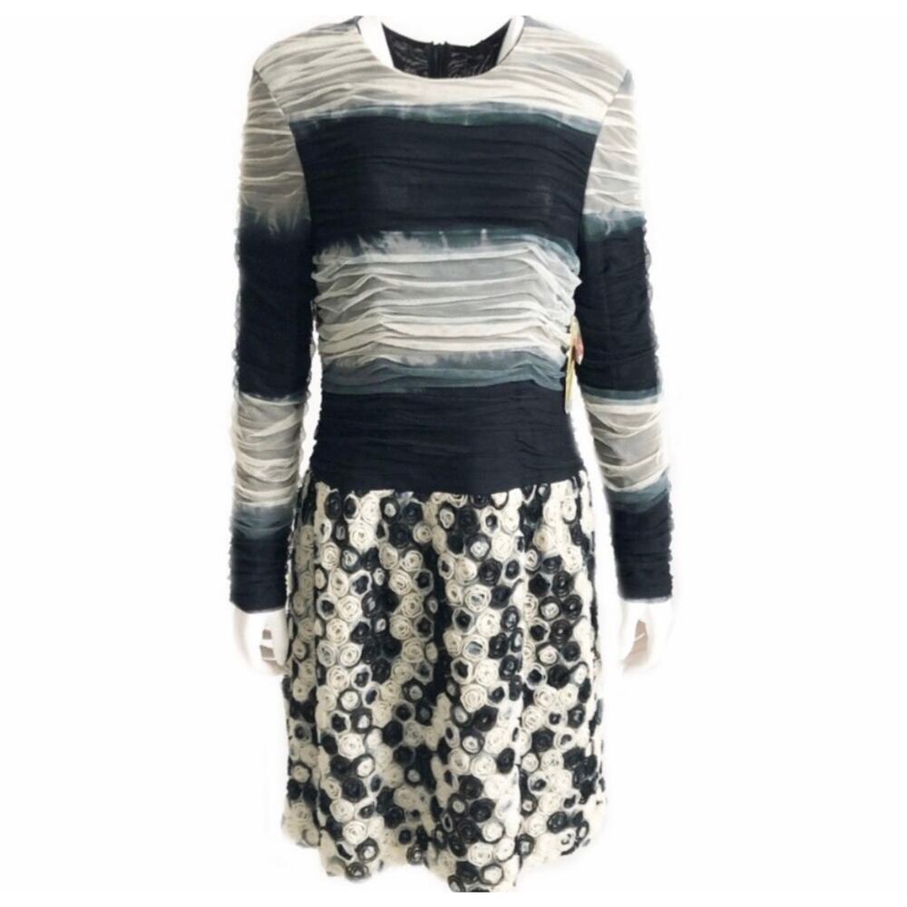 Samuel Dong Black and White Midi Dress